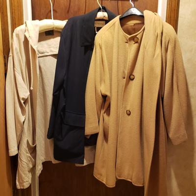 LOT 49: Vintage Camel Hair Coat, Italian Made Coat & Calvin Klein Lightweight Hooded Jacket