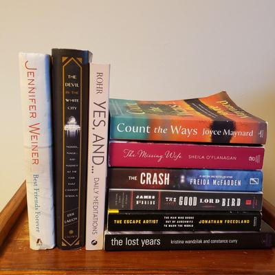 LOT 52: Faux Fur Rug, Back Rest & Stool along with Books