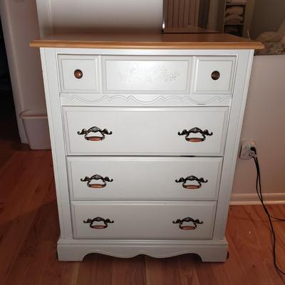 LOT 54: Pair of Wood Top Dressers with Floral Details