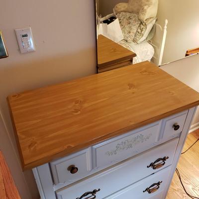 LOT 54: Pair of Wood Top Dressers with Floral Details