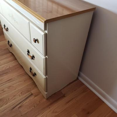 LOT 54: Pair of Wood Top Dressers with Floral Details