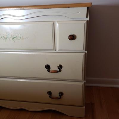 LOT 54: Pair of Wood Top Dressers with Floral Details
