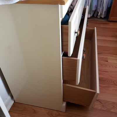 LOT 54: Pair of Wood Top Dressers with Floral Details