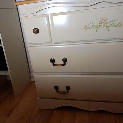 LOT 54: Pair of Wood Top Dressers with Floral Details