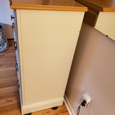 LOT 54: Pair of Wood Top Dressers with Floral Details