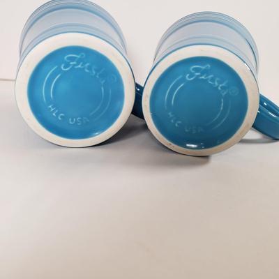 LOT 96: Kitchen Assortment-Pottery Wall Clock, Fiesta Mugs, New Cutting Board & More