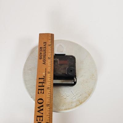 LOT 96: Kitchen Assortment-Pottery Wall Clock, Fiesta Mugs, New Cutting Board & More