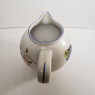 LOT 96: Kitchen Assortment-Pottery Wall Clock, Fiesta Mugs, New Cutting Board & More