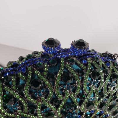 LOT 97: Vintage Jeweled Crystal Peacock Clutch with Dustbag