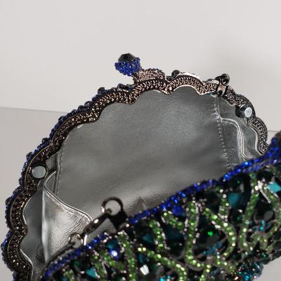 LOT 97: Vintage Jeweled Crystal Peacock Clutch with Dustbag
