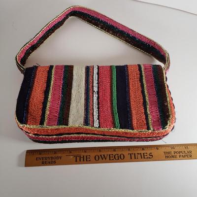 LOT 102: Vintage Handmade Retro Tapestry Bag & Beaded/Woven Purse