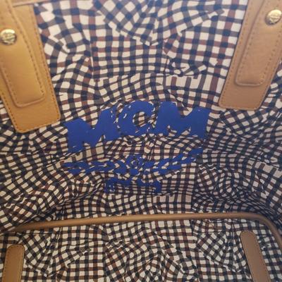 LOT 106: MCM Large Reversible Tote Bag & Matching Pouch Bag