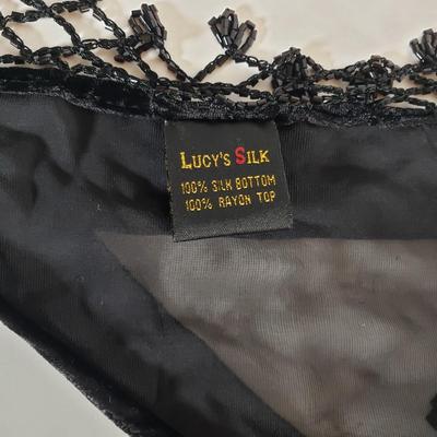 LOT 163: Vintage Beaded Velvet Peacock Shawl/Scarf