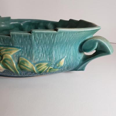 LOT 167: Roseville Pottery Clematis Console Bowl & Candle Holders