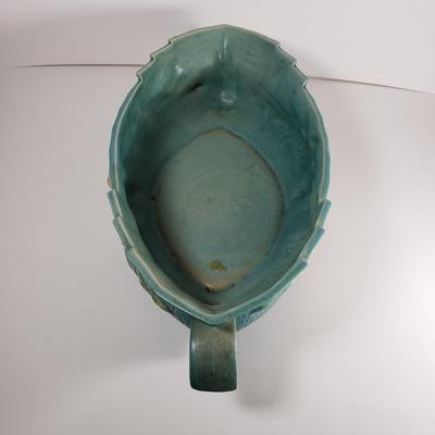 LOT 167: Roseville Pottery Clematis Console Bowl & Candle Holders