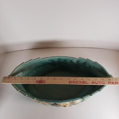 LOT 167: Roseville Pottery Clematis Console Bowl & Candle Holders