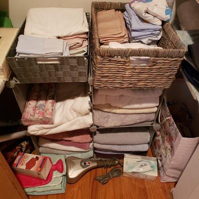 LOT 171: Closet Clear Out-Linens, Towels, Baskets Full of Stationery, Giftwrap & More