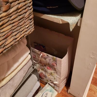 LOT 171: Closet Clear Out-Linens, Towels, Baskets Full of Stationery, Giftwrap & More