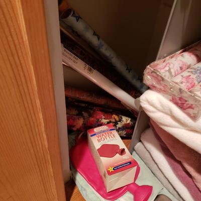 LOT 171: Closet Clear Out-Linens, Towels, Baskets Full of Stationery, Giftwrap & More