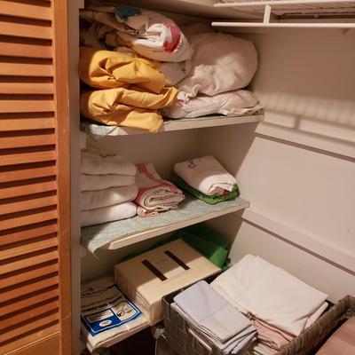 LOT 171: Closet Clear Out-Linens, Towels, Baskets Full of Stationery, Giftwrap & More