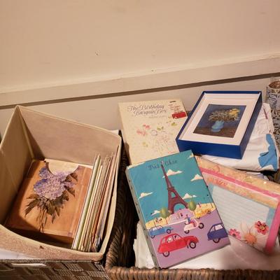 LOT 171: Closet Clear Out-Linens, Towels, Baskets Full of Stationery, Giftwrap & More