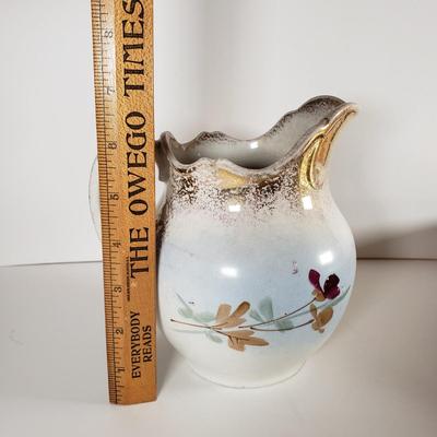 LOT 173: Limoges Fruit Plates, Schumann Arzberg "Lilac Time" Plates, Iron Stone Pitcher & Czechoslovakian Barley Canister