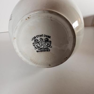 LOT 173: Limoges Fruit Plates, Schumann Arzberg "Lilac Time" Plates, Iron Stone Pitcher & Czechoslovakian Barley Canister