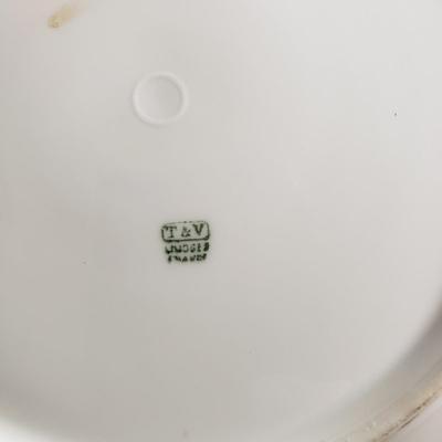 LOT 173: Limoges Fruit Plates, Schumann Arzberg "Lilac Time" Plates, Iron Stone Pitcher & Czechoslovakian Barley Canister