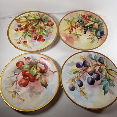 LOT 173: Limoges Fruit Plates, Schumann Arzberg "Lilac Time" Plates, Iron Stone Pitcher & Czechoslovakian Barley Canister