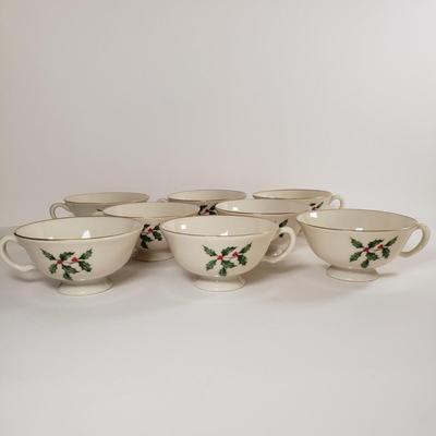 LOT 174: Lenox Holiday Dinnerware Service for 8 with Salt & Pepper, Creamer & Sugar & Extras