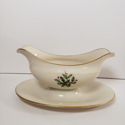 LOT 175: Lenox Holiday Platter, Tidbit Tray, Condiment Trays & Other Serving Ware