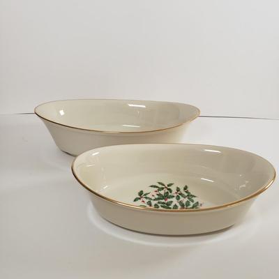 LOT 175: Lenox Holiday Platter, Tidbit Tray, Condiment Trays & Other Serving Ware