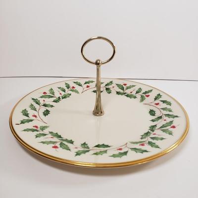 LOT 175: Lenox Holiday Platter, Tidbit Tray, Condiment Trays & Other Serving Ware