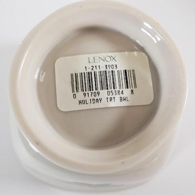 LOT 176: Lenox Holiday Candle Holders, Serving Bowls, Divided Dish, Platters & More