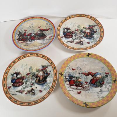 LOT 177: Vintage West Bend Penguin Server, Holiday Entertaining Books & Set of 16 Snowman Plates by Janet Stever