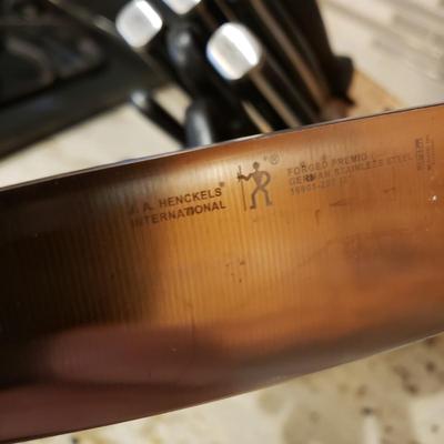 LOT 181: Cutco Knives with Wood Block Filled with J.A. Henckels Knives