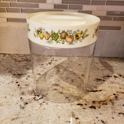 LOT 182: Vintage Kitchen Collection-Pyrex Spice of Life, Roseville Stoneware Crock, Fire King & More