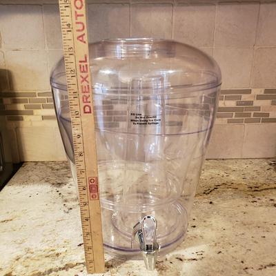 LOT 184: Wooden Cutting Boards, Large Plastic Beverage Dispenser & Glass Canisters