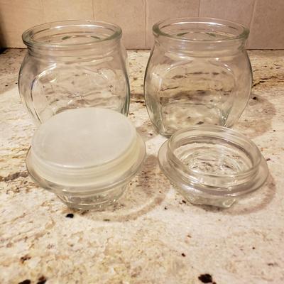 LOT 184: Wooden Cutting Boards, Large Plastic Beverage Dispenser & Glass Canisters