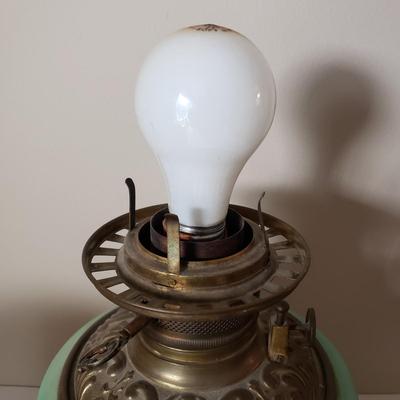 LOT 187: Antique Gone with the Wind Parlor Oil Lamp Converted to Electric