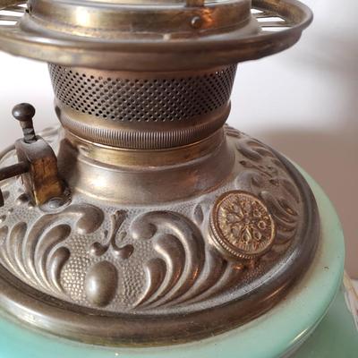 LOT 187: Antique Gone with the Wind Parlor Oil Lamp Converted to Electric