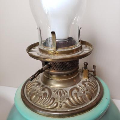 LOT 187: Antique Gone with the Wind Parlor Oil Lamp Converted to Electric