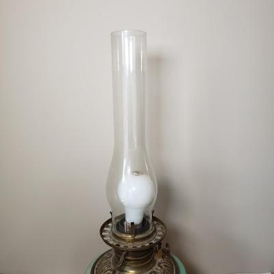 LOT 187: Antique Gone with the Wind Parlor Oil Lamp Converted to Electric