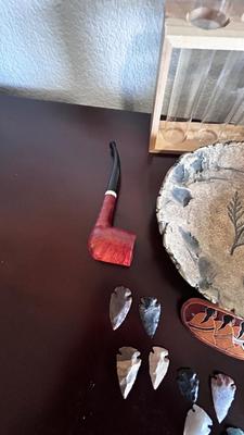 ARROW HEADS, HAND CRAFTED SIGNED BOWL, SMALL LAMP,