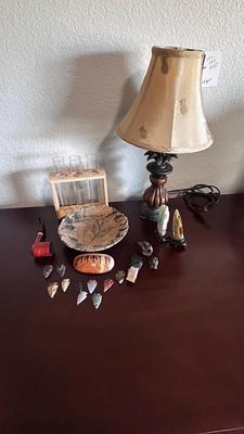 ARROW HEADS, HAND CRAFTED SIGNED BOWL, SMALL LAMP,