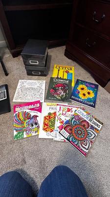 SUPER COOL COLORING BOOKS, AND SMALL FILING BOXES