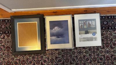 PAINTING BY AN UNKNOWN ARTIST AND TWO PHOTO FRAMES