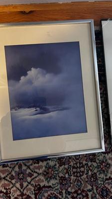 PAINTING BY AN UNKNOWN ARTIST AND TWO PHOTO FRAMES