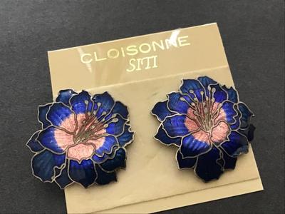 Vintage Cloisonne Earrings new on Card