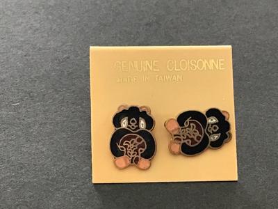 Vintage Cloisonne Earrings. New on card